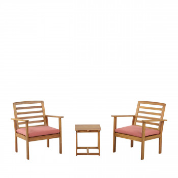 Kimo - Salon de jardin 2 fauteuils et 1 table basse en bois d'acacia