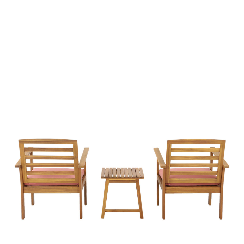 Salon de jardin. cannage carré canapé 2 places. acacia brossé clair. 2  fauteuils. 1 table basse 117x64x74 cm