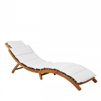 Kaisa - Chaise longue avec matelas en bois d'acacia