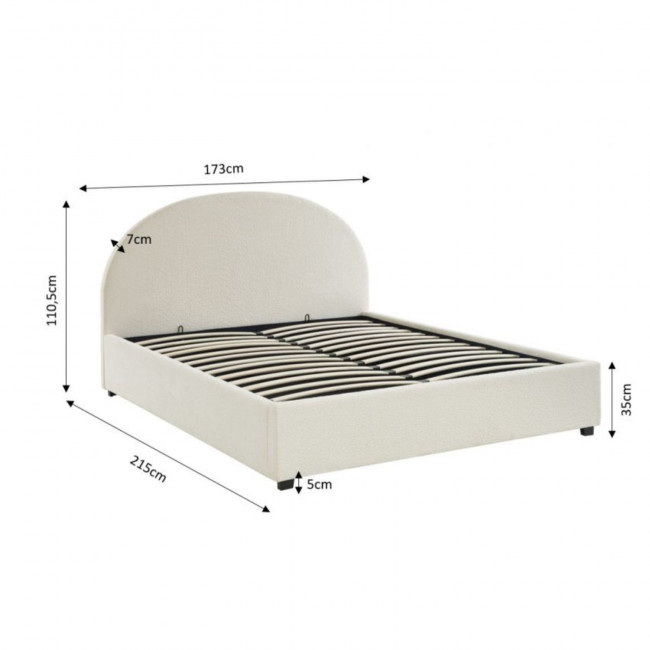 Merle - Lit coffre en tissu bouclette 160x200cm