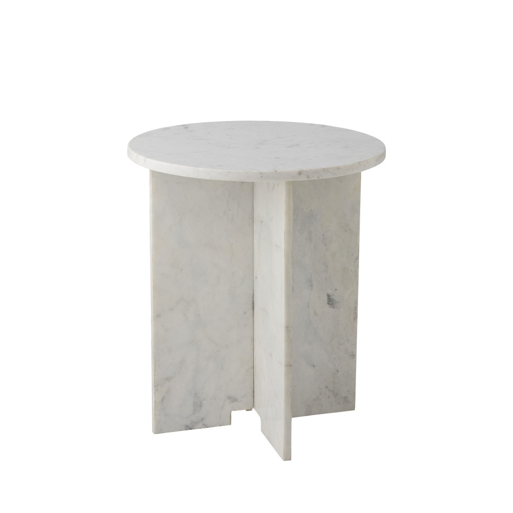 Jasmia - Table d'appoint ronde en marbre ø46cm - Couleur - Blanc
