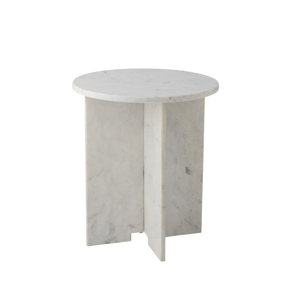 jasmia - table d'appoint ronde en marbre ø46cm - couleur - blanc