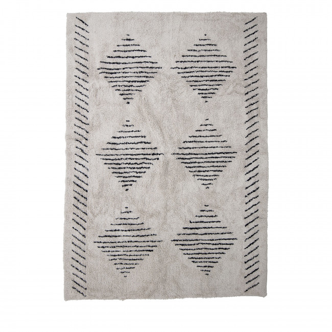 Jegor - Tapis en coton avec formes géométriques blanc et noir