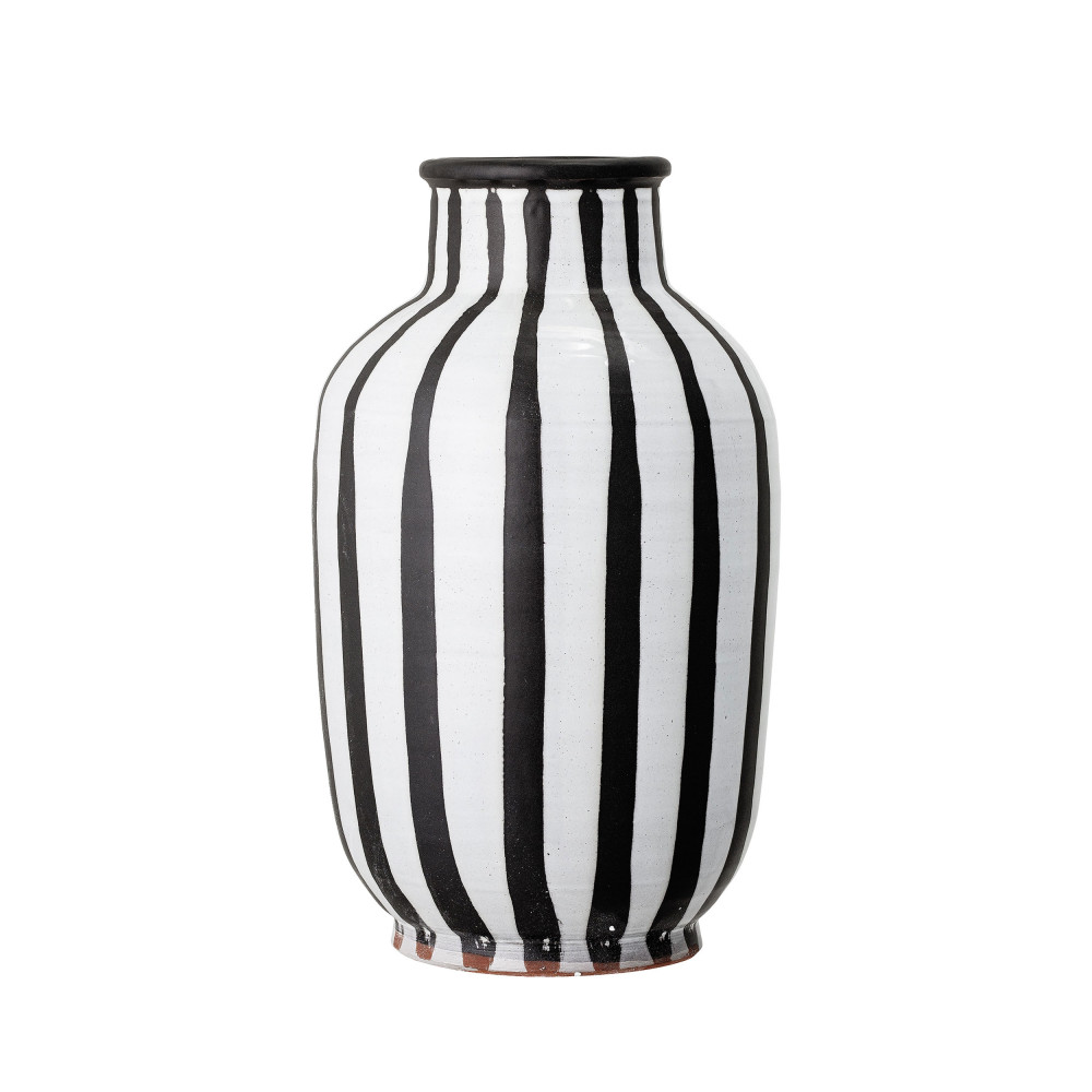 Schila - Vase à rayure en terre cuite ø26cm - Couleur - Blanc / Noir