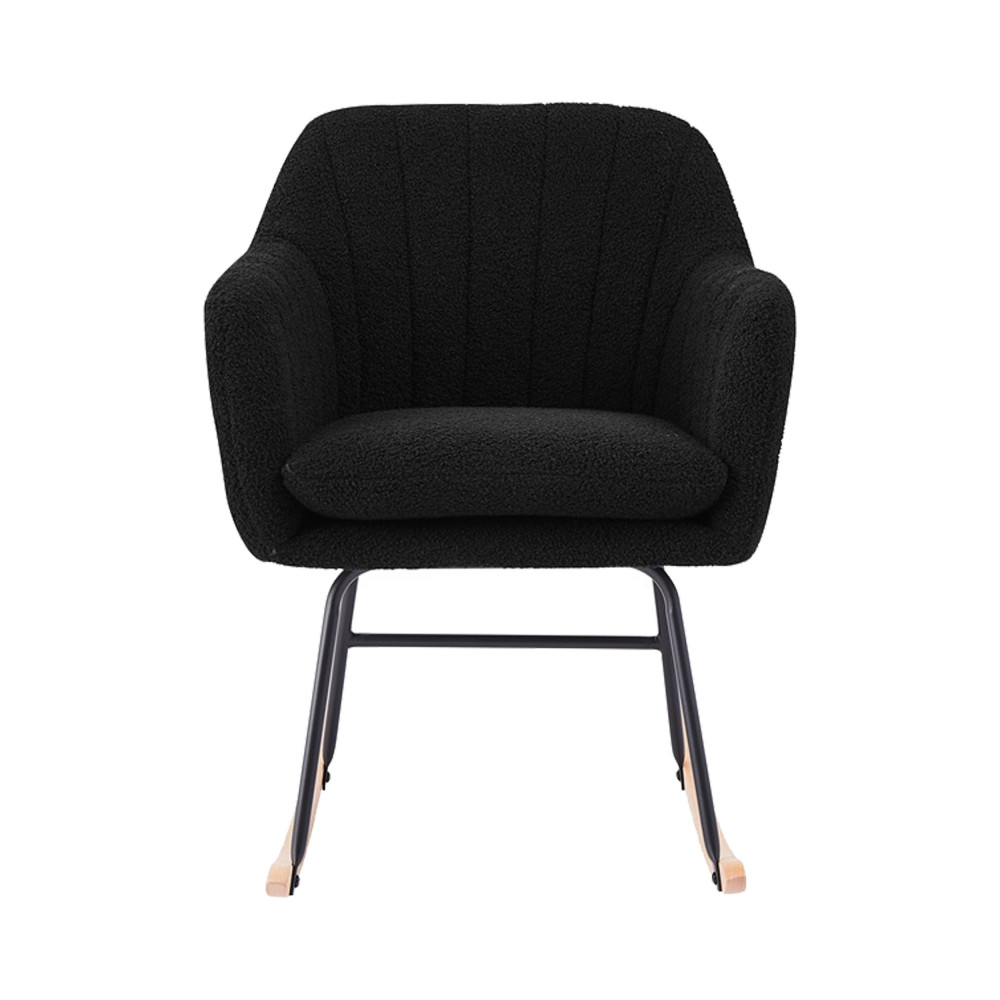 Ranua - Rocking-chair en bouclette et bois - Couleur - Noir