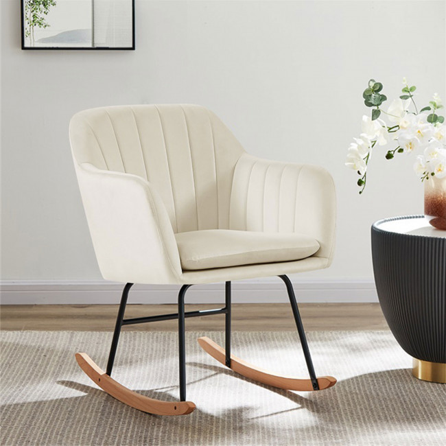 Ranua - Rocking-chair en velours et bois