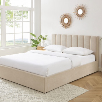 Billie - Lit coffre matelassé en tissu 160x200cm
