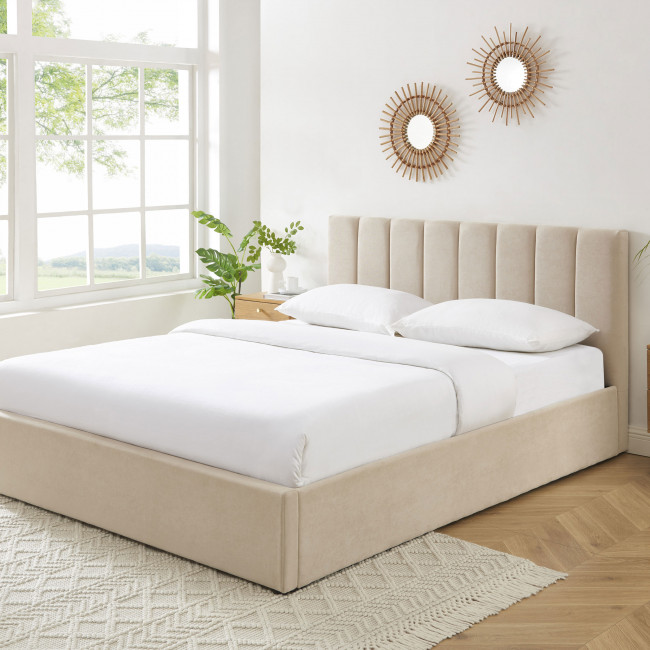 Billie - Lit coffre matelassé en tissu 160x200cm
