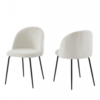 Aimée - lot de 2 chaises en tissu bouclette et métal