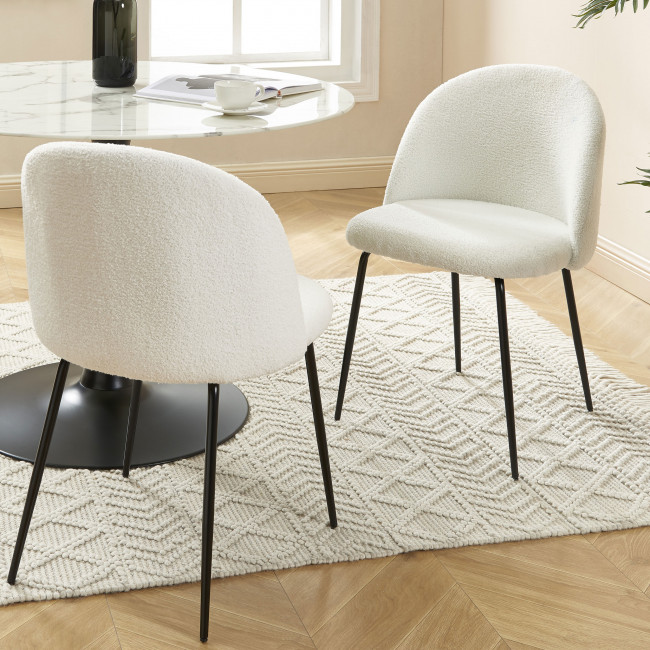 Aimée - lot de 2 chaises en tissu bouclette et métal