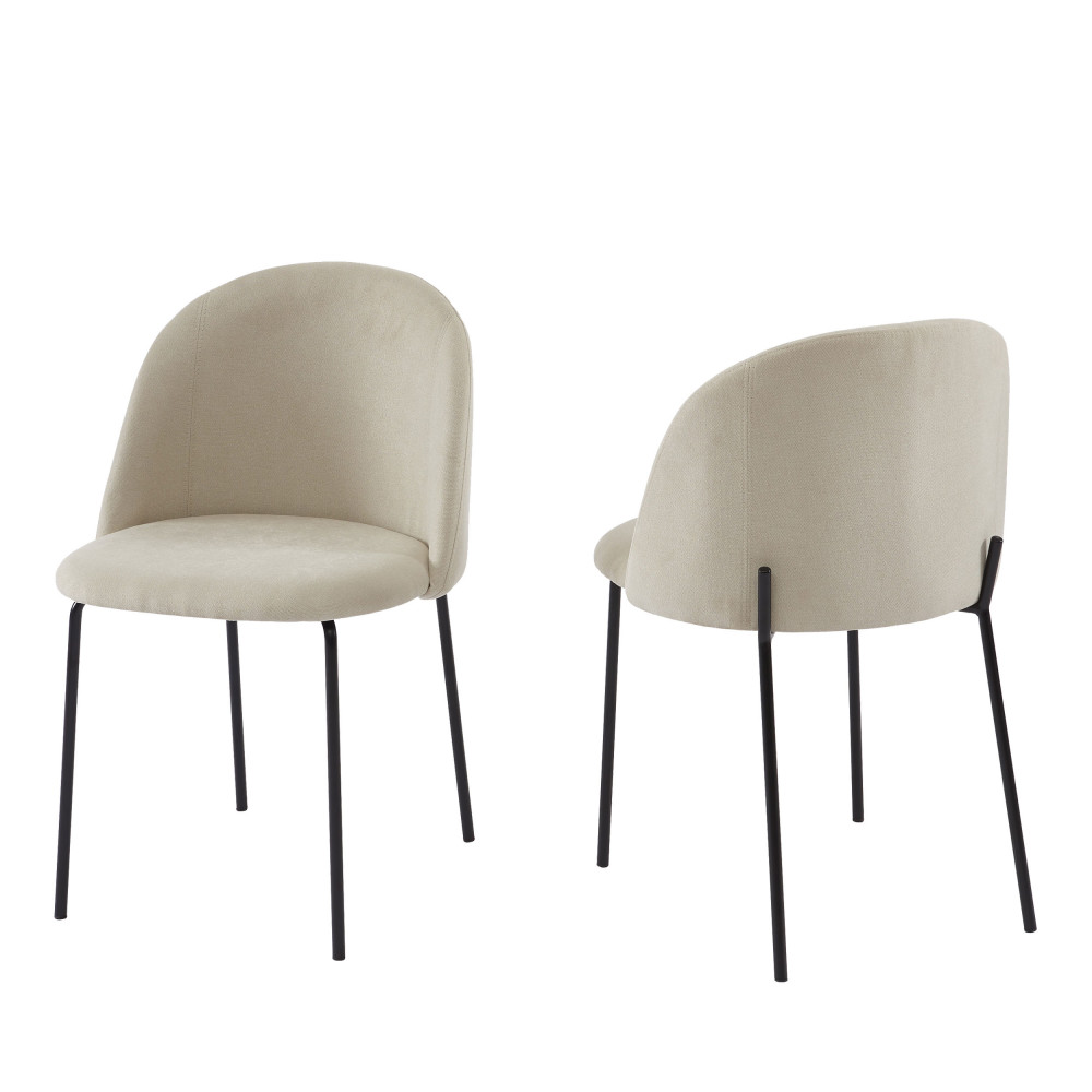 Slana - Lot de 2 chaises en velours - Couleur - Beige