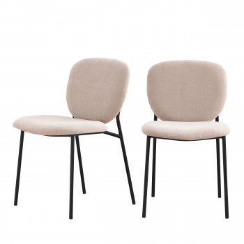 Dalby - Lot de 2 chaises en tissu et métal