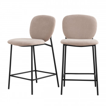 Dalby - Lot de 2 tabourets de bar en tissu et métal 65cm