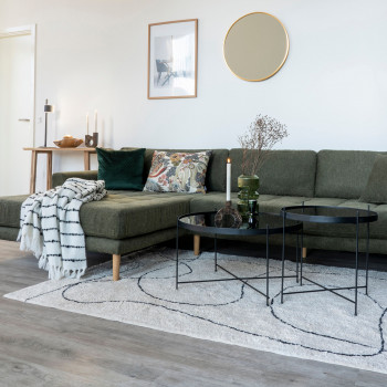 Tampa - Tapis avec formes organiques blanc et noir