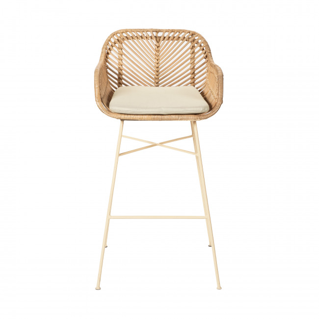 Nunuhai - Lot de 2 tabourets de bar en rotin pieds beige 68cm