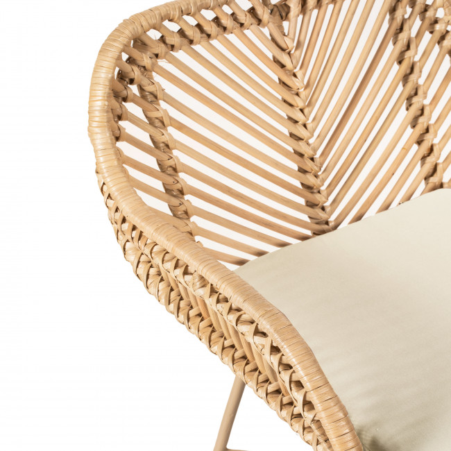 Nunuhai - Lot de 2 tabourets de bar en rotin pieds beige 68cm