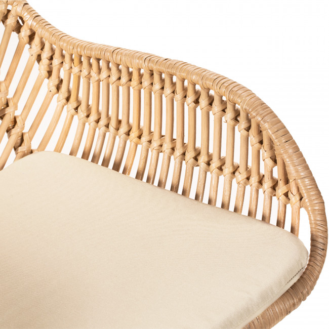 Nunuhai - Lot de 2 tabourets de bar en rotin pieds beige 68cm