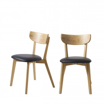 Aude - Lot de 2 chaises en bois et simili