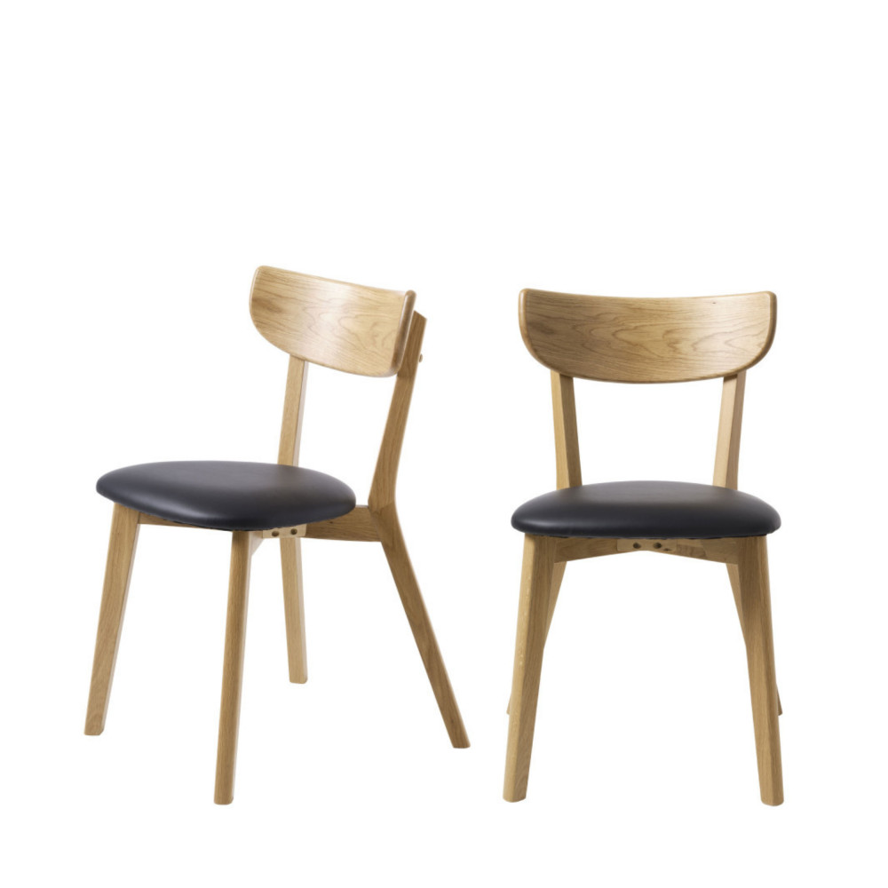 Aude - Lot de 2 chaises en bois et simili - Couleur - Bois clair
