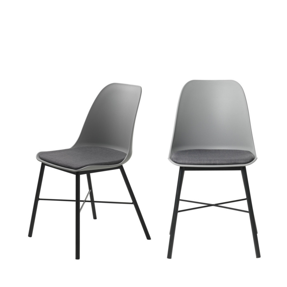 Curvi - Lot de 2 chaises en plastique et métal - Couleur - Gris