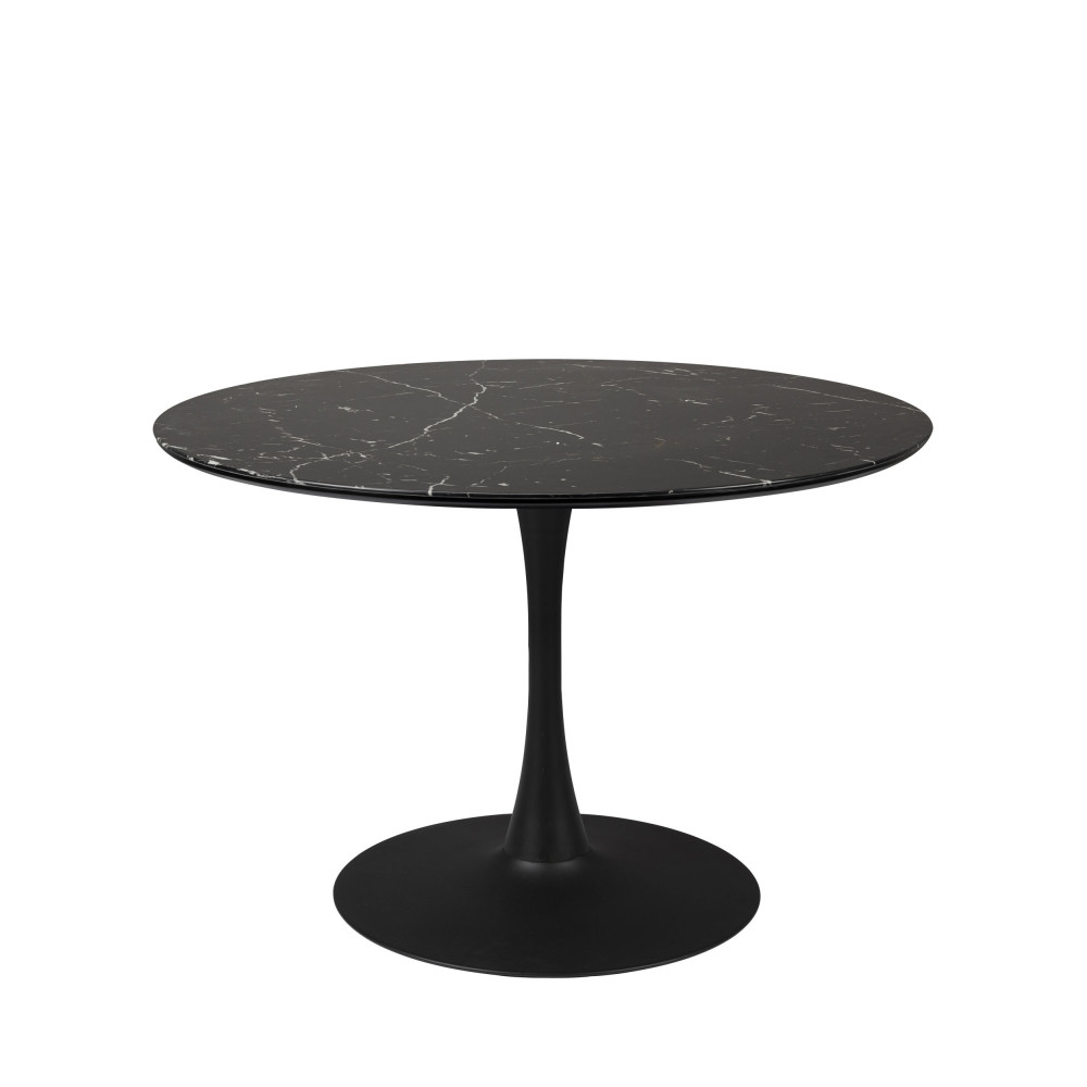 Maru - Table à manger ronde effet marbre ø110cm - Couleur - Noir