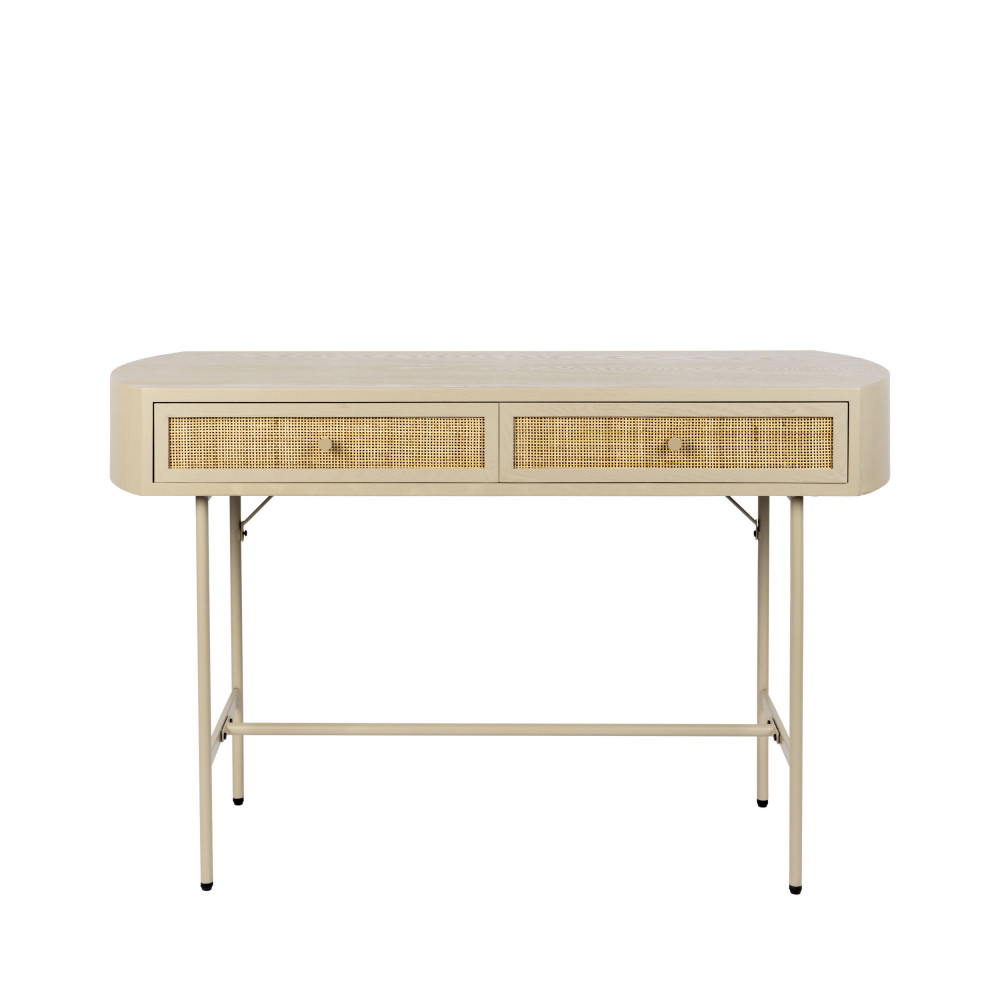 Amaya - Console 2 tiroirs en bois et métal - Couleur - Beige