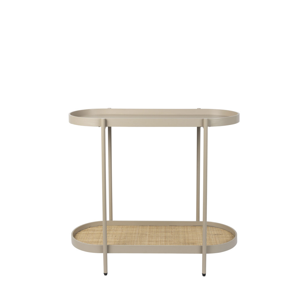 amaya - console aux bords arrondies en bois et métal - couleur - beige