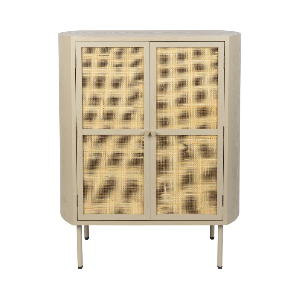 amaya - buffet haut 2 portes en bois et métal - couleur - beige