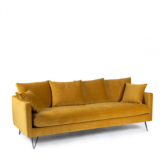 Villabon - Canapé convertible 3 places en velours pieds épingles noirs