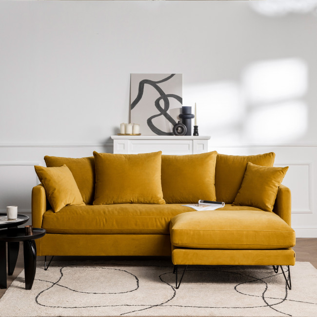 Villabon - Canapé convertible 3 places en velours pieds épingles noirs