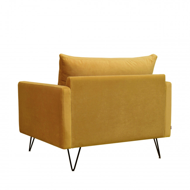 Villabon - Fauteuil en velours pieds épingles noirs