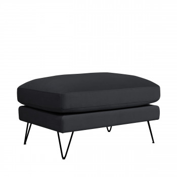 Villabon - Pouf en velours pieds épingles noirs