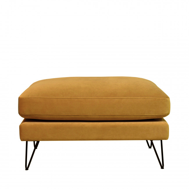 Villabon - Pouf en velours pieds épingles noirs