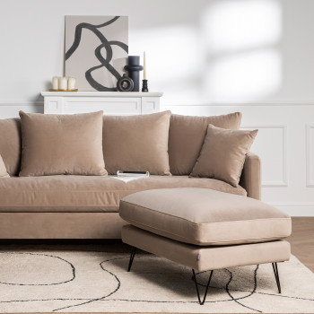 Villabon - Pouf en velours pieds épingles noirs