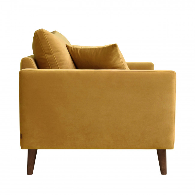 Villabon - Fauteuil en velours pieds bois foncé