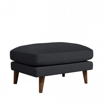 Villabon - Pouf en velours pieds bois foncé