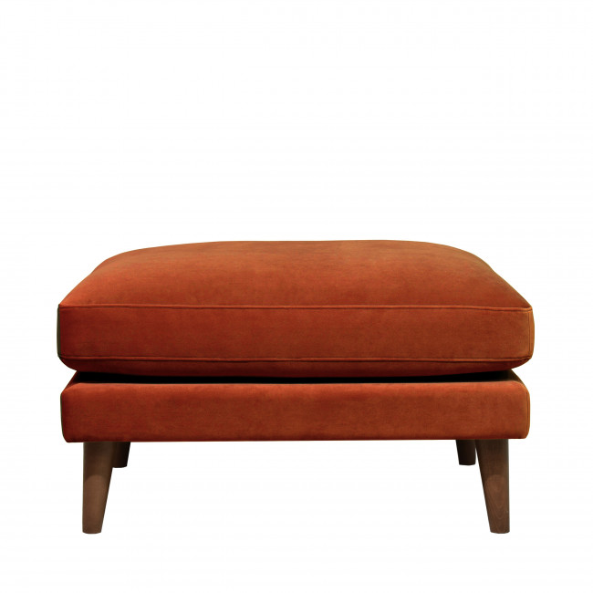 Villabon - Pouf en velours pieds bois foncé