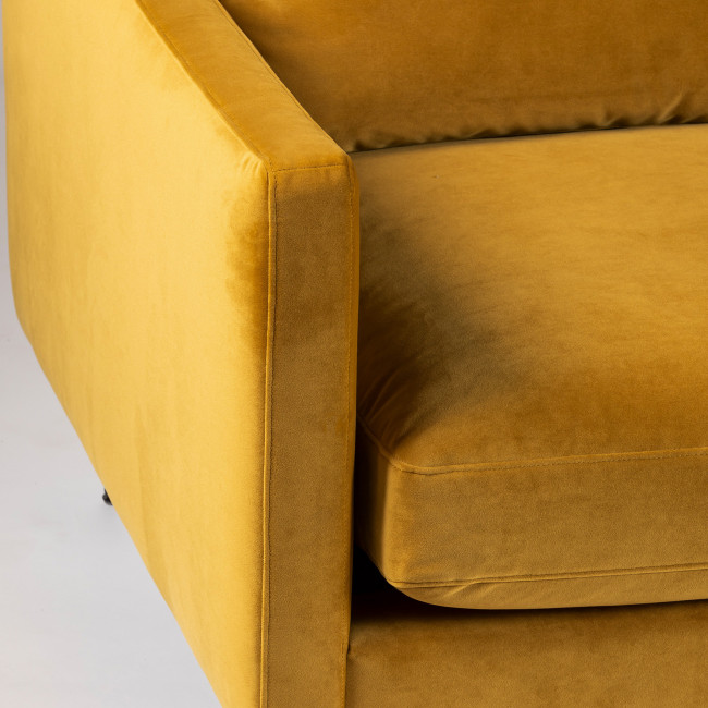 Villabon - Canapé convertible 3 places en velours pieds bois foncé