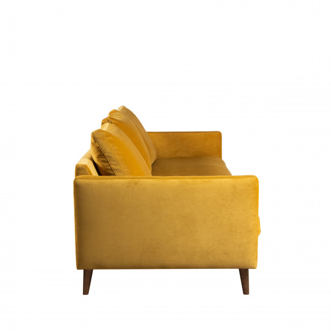 Villabon - Canapé convertible 3 places en velours pieds bois foncé