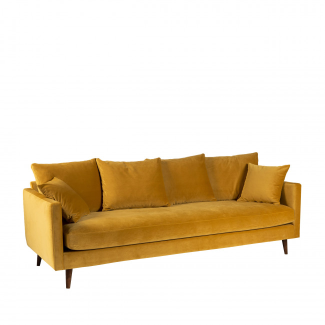 Villabon - Canapé convertible 3 places en velours pieds bois foncé