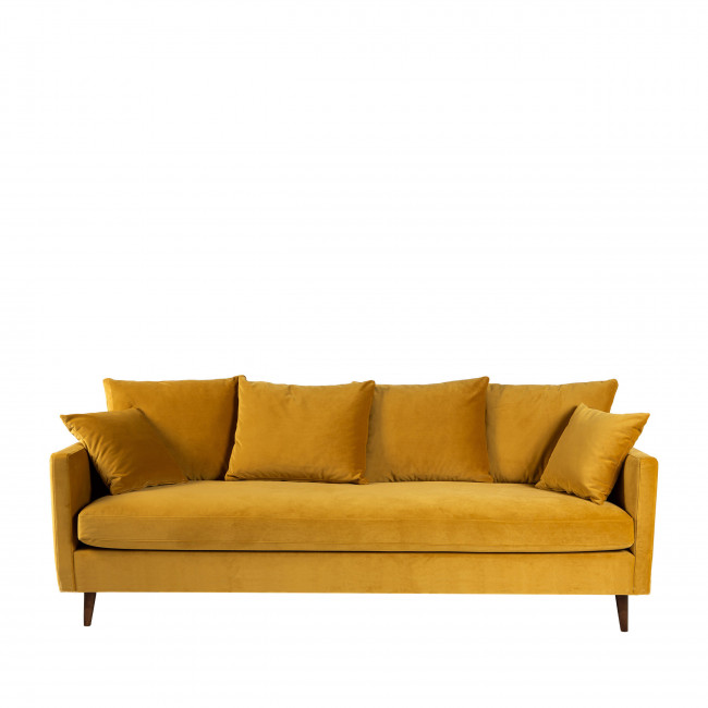 Villabon - Canapé convertible 3 places en velours pieds bois foncé