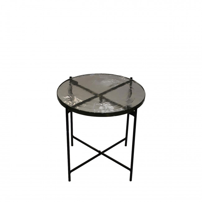 Safi - Table d'appoint ronde en verre recyclé et métal ø38cm