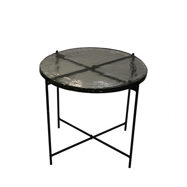 Safi - Table basse ronde en verre recyclé et métal ø56cm