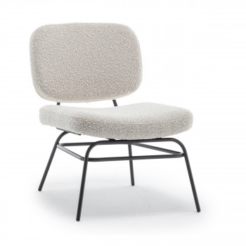 Vlake - Fauteuil lounge en métal et tissu bouclette