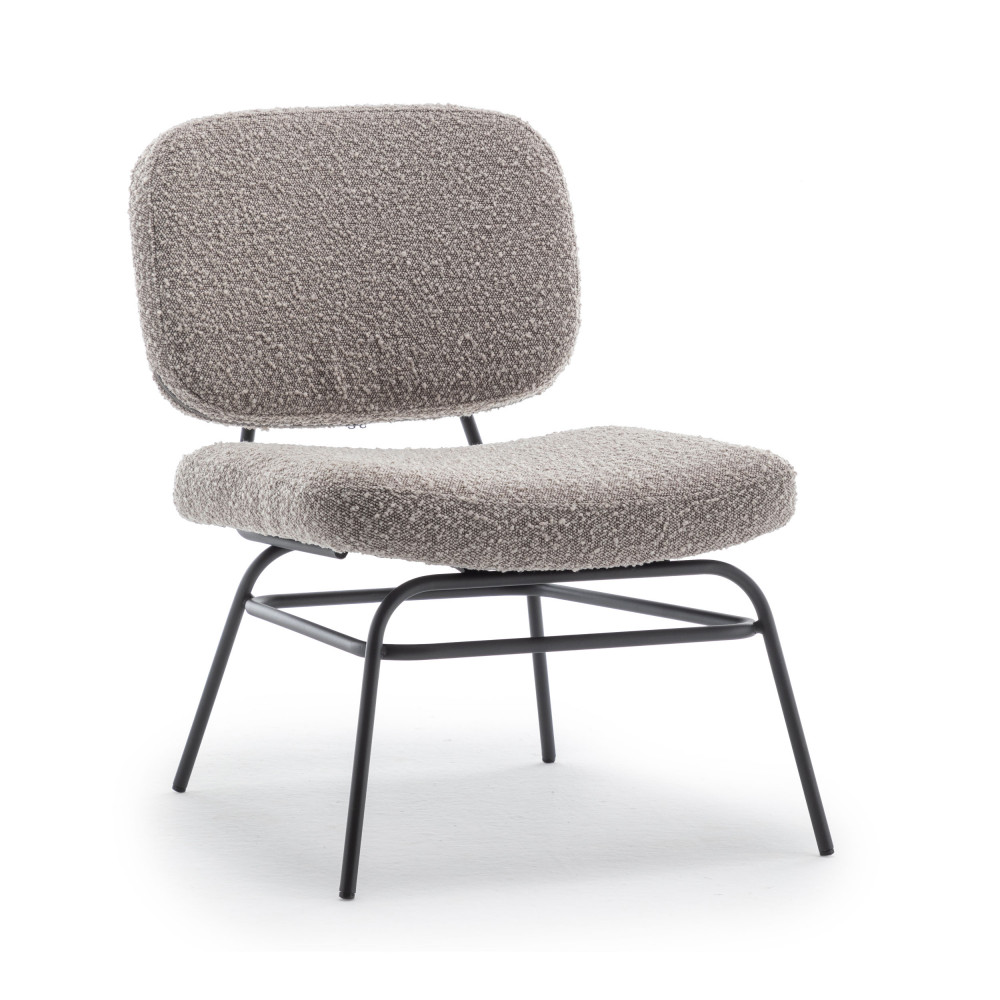 vlake - fauteuil lounge en métal et tissu bouclette - couleur - taupe