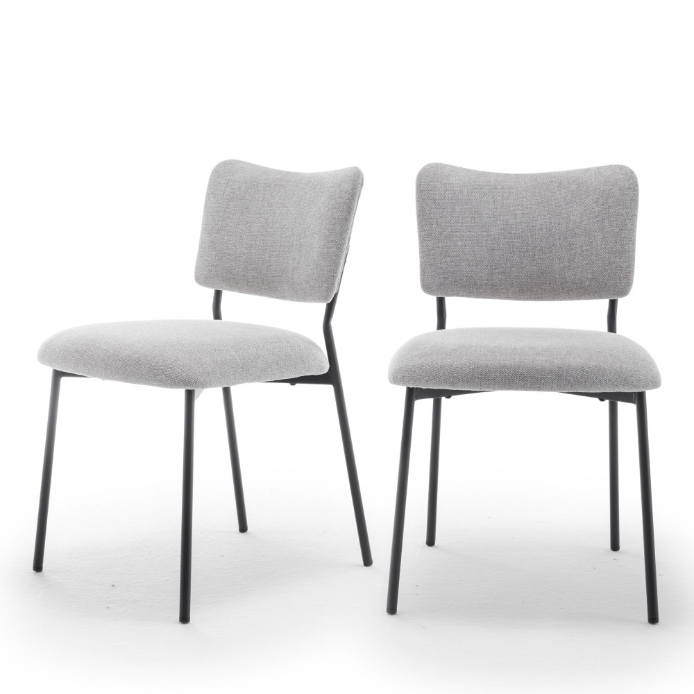 Vander - Lot de 2 chaises en tissu et métal - Couleur - Gris clair