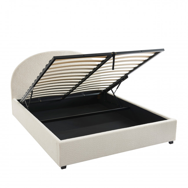 Merle - Lit coffre en tissu bouclette 140x190cm