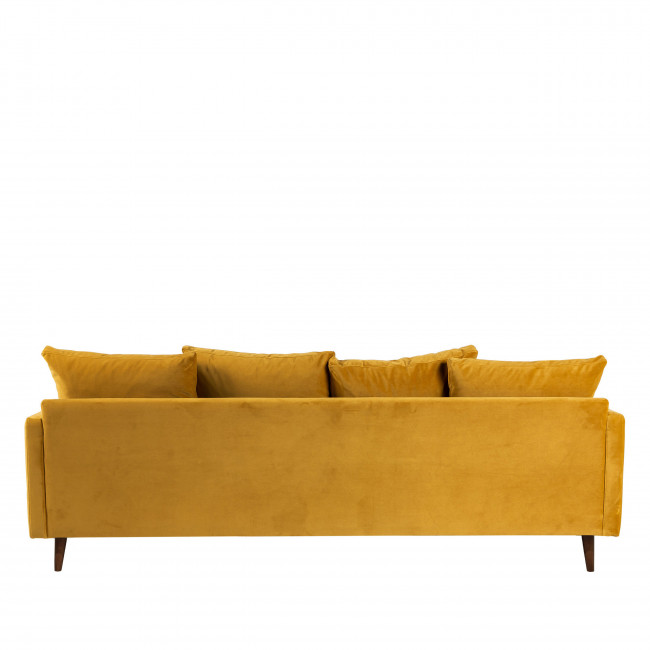 Villabon - Canapé convertible 4 places en velours pieds bois foncé