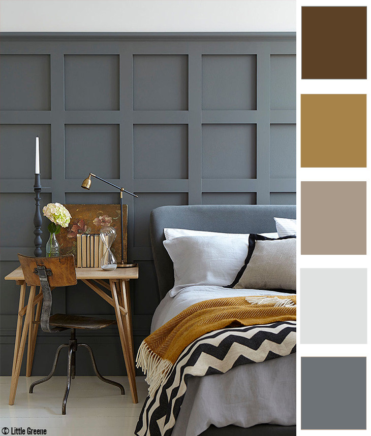 Couleurs sombres et décorations dorées… On a envie de se plonger dans ce lit !