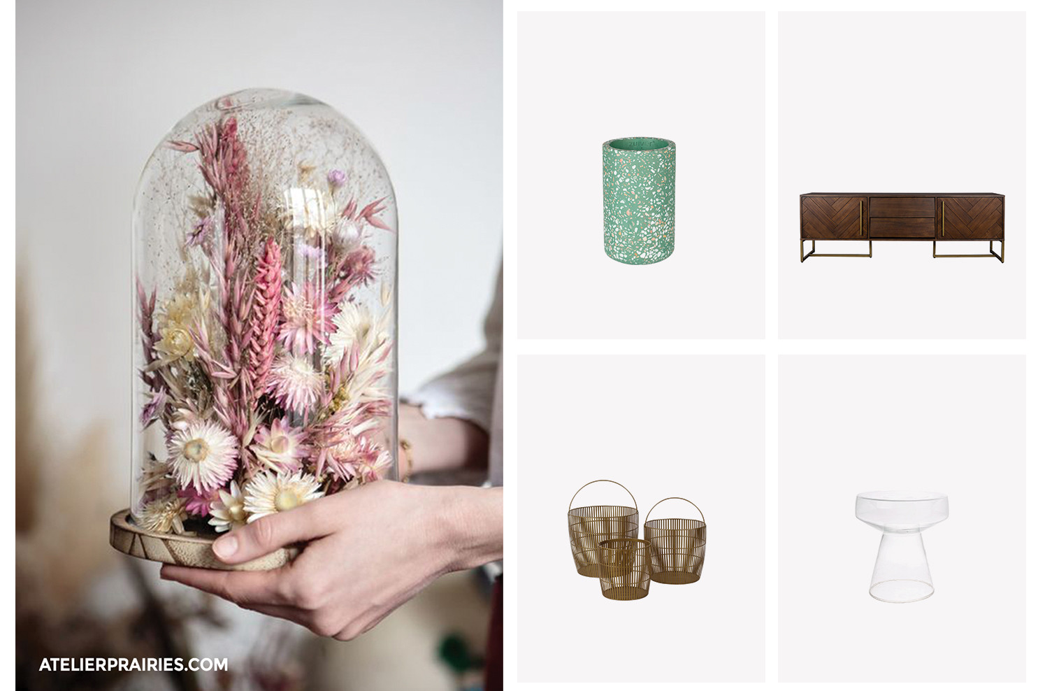 Envie de garder vos fleurs séchées à l'abri de la poussière ? Pensez à la cloche !